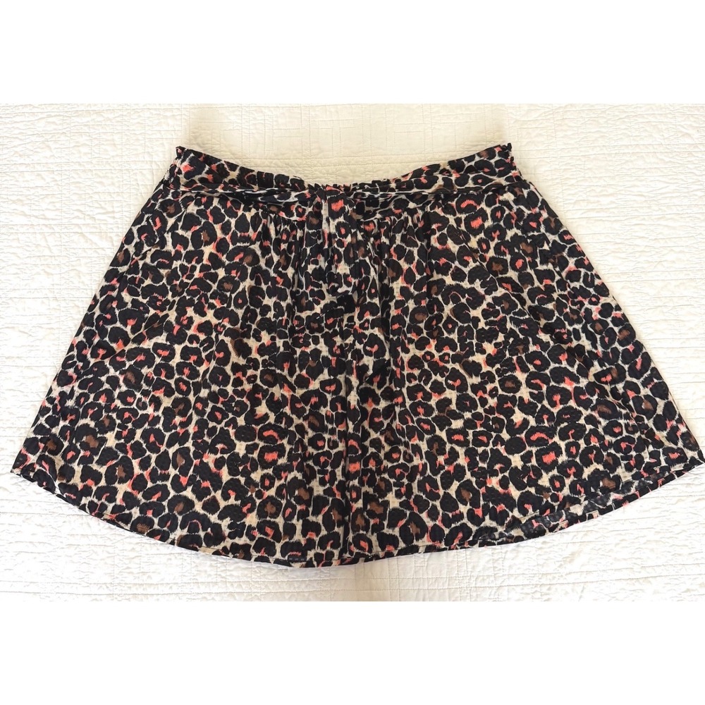 Who What Wear Leopard Print Mini Skirt XXL Animal Pattern Tie Waist A-Line